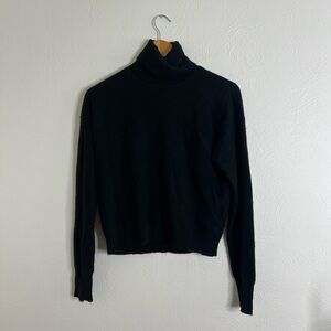 Intermix Turtleneck Pullover Sweater Black Cashmere Soft Knit Ribbed Hem Size S